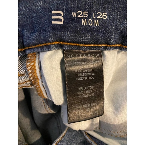 Mott & Bow Mom Jeans 25 Med Wash Cotton Blend High Waist Denim Faded Casual - Picture 4 of 4
